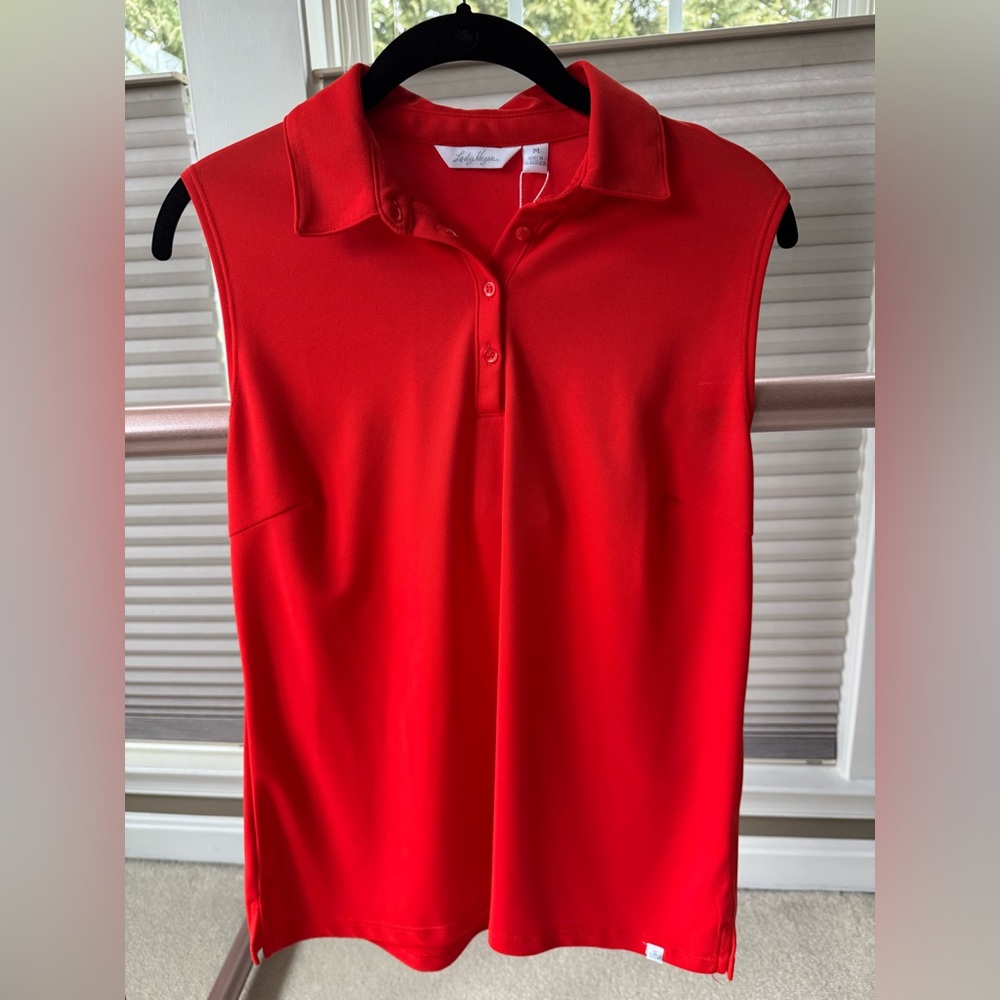 NWT Lady Hagen Red Sleeveless Polo Top